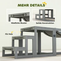 PawHut Hunde Agility Set 3-teiliges Set Agility-Ausrüstung mit Brücke, Treppe, Plattform, Tannenholz, 117 x 50 x 56 cm, Grau(m-8)