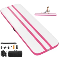 SPORTNOW Tappetino Gonfiabile per Ginnastica, 3,05 m con Pompa Elettrica e Borsa(m-11)