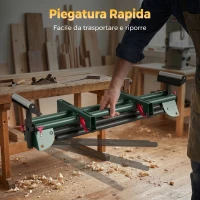 HOMCOM Supporto per Troncatrice con Bracci Regolabili, Gambe Pieghevoli, Altezza Regolabile, Capacità 150 kg, Verde(m-7)