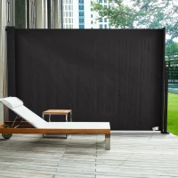 Outsunny Toldo Lateral Retráctil 350x180 cm Pantalla Enrollable Mampara de Privacidad y Protección Solar Gris Oscuro(m-10)