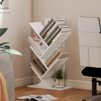 HOMCOM Estantería en Forma de Árbol con 5 Estantes y Sistema Antivuelco para Salón Dormitorio 50x24x82 cm Blanco(m-10)
