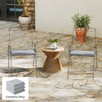 Outsunny Set of 6 Outdoor Seat Cushions with Machine Washable Cover, Water Repellent Seat Cushions Light Grey(m-10)