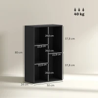 HOMCOM Estante de arrumação com 5 compartimentos, para sala quarto escritório, 50x24x80cm, preto(m-3)