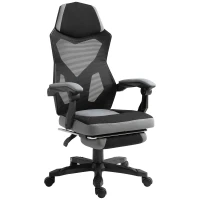 Vinsetto Sedia da Ufficio Ergonomica con Schienale Reclinabile, Poggiapiedi Retrattile, Altezza Regolabile, Grigio(m-1)