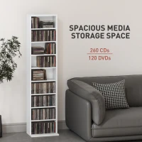 HOMCOM 260 Narrow CD Storage Unit - White(m-7)