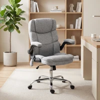 HOMCOM Fauteuil de bureau massant et chauffant, chaise de bureau ergonomique avec hauteur réglable, fonction à bascule, gris(m-10)