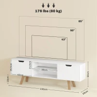 HOMCOM Móvel para TV com gavetas e prateleiras abertas, MDF, 150 x 39 x 50 cm, Branco(m-3)