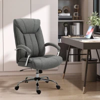 Vinsetto Sedia da Ufficio Imbottita e Girevole in Tessuto Traspirante, 65x78x110-120cm, Grigio(m-10)