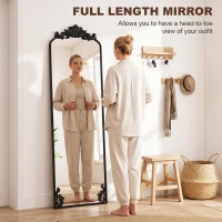 HOMCOM Floor Mirror, 50 x 160 cm Full Length Mirror with Baroque Metal Frame for Bedroom, Living Room, Dressing Room, Black(m-4)