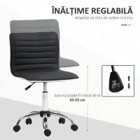 HOMCOM Scaun de birou ergonomic din piele PU, cu înălțime reglabilă, șezut rotativ și roți, negru(m-4)