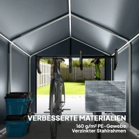Outsunny Garagenzelt 2,2 x 1,6 m Wasserdicht Gerätezelt mit Rolltür Satteldach Stahlrahmen, UV-beständig Dunkelgrau(m-4)