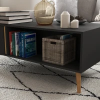HOMCOM Coffee Table for Living Room, Modern Centre Table with Storage Compartments and Cabinets, Rectangular Side Table, 115x 58x 45cm, Grey(m-8)
