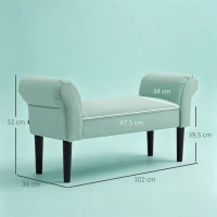 HOMCOM Gepolsterte Sitzbank für Schlafzimmer und Flur, bis 130 kg belastbar, 102 x 36 x 51 cm, Grün(m-3)