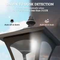Outsunny 1.2m Solar Powered Outdoor Lamp Post - Black(m-5)