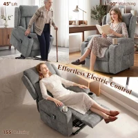 HOMCOM Power Lift Recliner Chair with Vibration Massage and Heat, Chenille Riser and Recliner Armchair for Elderly, Grey(m-6)