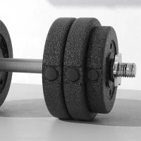 HOMCOM Set Gantere Greutăți 30 kg (8x2,5 kg, 4x1,5 kg) cu 12 Discuri și 2 Gantere de 2 kg, 43x18x7,5 cm, Negru(m-8)