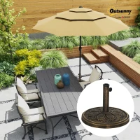 Outsunny Bază pentru Umbrelă de 12 kg cu Manetă Integrată, din Rășină, Metal și Ciment, Ø46x33 cm, Bronz(m-10)