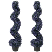 HOMCOM Decorative Artificial Plants Set of 2, UV Resistant Fake Plants in Pot for Indoor Outdoor Decor, 120 cm, Purple(m-1)