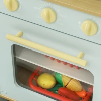 AIYAPLAY Spielküchen-Set, Kinderküche zum Spielen mit Mikrowelle, Herd und Backofen, Kochutensilien, MDF, Edelstahl, Blau(m-8)