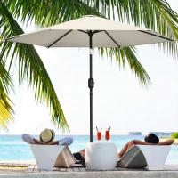 Outsunny 2.6 m Garden Parasol Umbrella with Aluminium Pole, Outdoor Patio Umbrella with Tilt and Crank, Vent, Cream White(m-10)