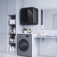HOMCOM Mini Secadora Portátil 2.5 kg, 5 Programas, 800/400W, Carga Frontal, Apilable/Pared/Autoportante, Negro(m-5)