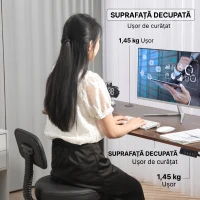 HOMCOM Scaun rotativ cu înălțime reglabilă și suport pentru picioare, din oțel, piele ecologică și spumă, 52x52x78-92 cm, negru(m-8)