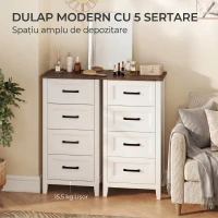 HOMCOM Comodă îngustă compactă economisire spațiu, MDF, 45 x 35 x 87 cm, Alb și Maro(m-9)