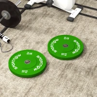 SPORTNOW Set 2 Dischi Pesi da 10kg in Gomma con Foro da 2"/5 cm per Manubri e Bilancieri, Verde(m-10)