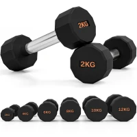 SPORTNOW Dumbbells Weights Set with 12-Sided Shape and Non-Slip Grip for Men Women Home Gym Workout, 2 x 2kg(m-11)