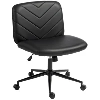 HOMCOM Home Office Desk Chair Height Adjustable Swivel Chair Cross Legged Wide Seat Swivel Wheels Black(m-15)