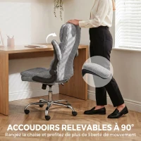 HOMCOM Fauteuil de bureau massant et chauffant, chaise de bureau ergonomique avec hauteur réglable, fonction à bascule, gris(m-5)