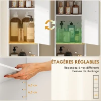 HOMCOM Meuble colonne salle de bain, meuble de rangement étroit avec 2 portes, tiroir, compartiment ouvert, blanc(m-6)
