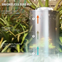 Outsunny Smokeless Fire Pit, 16 x 16 cm Stainless Steel Portable Wood Burning Firepit with Poker, Wood or Pellet Fuelled Tabletop Fire Pit for Garden Camping Bonfire Party, Silver Tone(m-4)