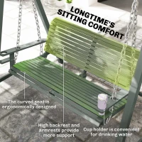 Outsunny 2 Seater Garden Swing Seat, Wooden Swing Chair Bench with Cup Holders for Outdoor Porch Patio, Grey(m-6)