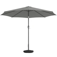Outsunny Ombrellone Rotondo Inclinabile 3x3 m con Manovella, in Metallo e Poliestere, Grigio Scuro(m-11)