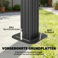 Outsunny Grillpavillon 2,5 x 1,5 m, Wasserdicht Grillüberdachung mit Doppeldach aus Polycarbonat Seitenablage Braun(m-7)