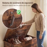 HOMCOM Ladă de Depozitare, Bancă pentru Pantofi cu Capac de Siguranță, pentru Capătul Patului, Maro Rustic(m-5)