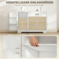 HOMCOM Modernes Küchen-Sideboard mit Schublade, verstellbaren Regalen, kleine Küchen-Vorratskammer mit Türfächern, Weiß(m-6)