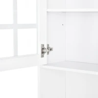 HOMCOM Alacena de Cocina con Estantes y Puertas de Vidrio para Pequeños Electrodomésticos y Menaje 80x37x183 cm Blanco(m-10)