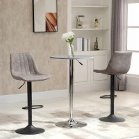 HOMCOM 2er-Set Barhocker im Retrodesign, inkl. Fußstütze, höhenverstellbar, Gaslift, Grau + Schwarz(m-10)