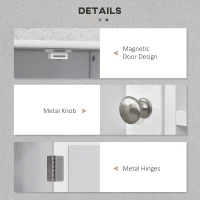 kleankin Bathroom Cabinet, Wall Mount Storage Organizer with Mirror, Adjustable Shelf for Bathroom, Kitchen, Bedroom, White(m-7)