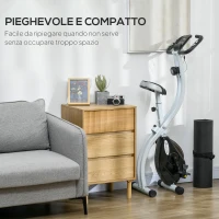 SPORTNOW Cyclette Magnetica Pieghevole a 8 Livelli di Resistenza con Seduta Regolabile, in Acciaio, 97x43x110 cm, Nero(m-8)