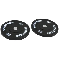 SPORTNOW Discos Pesas Olímpicos 2x10 kg Agujero Ø50 mm de Goma para Barras y Mancuernas para Casa y Gimnasio Negro(m-10)