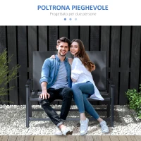 Outsunny Sedia Pieghevole a 2 Posti con Seduta Traspirante, in Acciaio e Tessuto a Rete, 118x65x96 cm, Grigio(m-7)