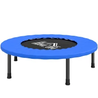 HOMCOM Trambulină Fitness Ø81 cm, Trambulină din Oțel cu Protecție de Margine și 28 de Arcuri pentru Exerciții în Interior și Exterior, Suportă 100 kg, 81x81x22,5 cm, Negru și Albastru(m-8)