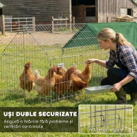PawHut Cușcă pentru Iepuri și Găini de Exterior și Interior cu Protecție Solară și Grilaj Metalic, pentru Animale Mici, Rațe, Găini, 180x75x75 cm, Verde(m-5)