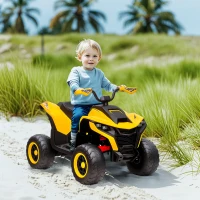 AIYAPLAY Quad elétrico para crianças, 3-6 km/h, farol LED, música, USB, para 3-8 anos, amarelo(m-6)