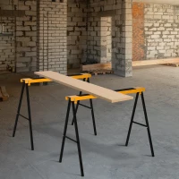 HOMCOM Set de 2 Capre Pliabile din Metal cu Suprafață Antiderapantă din EVA pentru Lucrări de Tăiere, Capră pentru Lemn, Capacitate Maximă 125 kg, Portocaliu Negru(m-10)