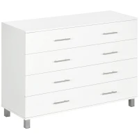 HOMCOM Cómoda con 4 Cajones de Dormitorio con Patas Cajonera de Estilo Moderno para Salón Entrada 112x38,2x81 cm Blanco(m-11)