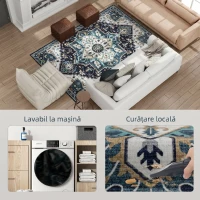 HOMCOM Covor Boho Antiderapant și Lavabil, Scurt, pentru Living și Cameră, 230x160 cm, Multicolor(m-5)